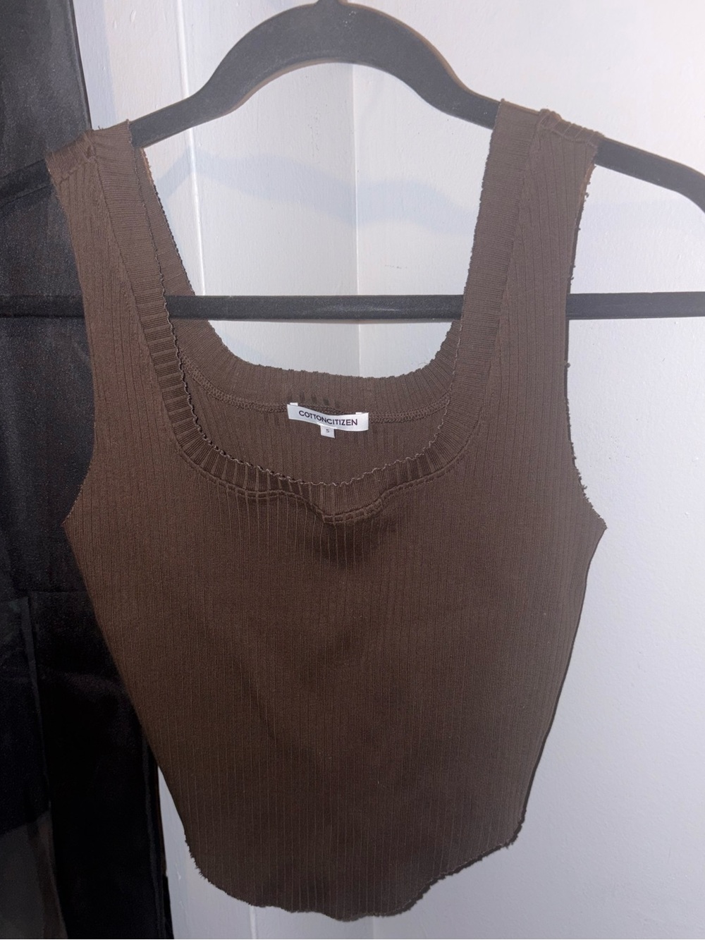 Cotton Citizen Chocolate Ribbed Square-Neck Tank